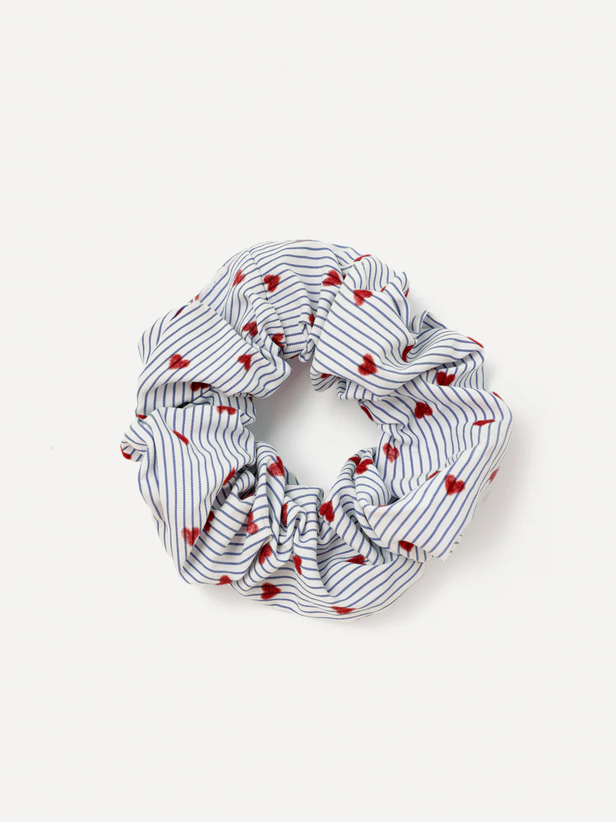 Charming Hearts Navy-striped Scrunchie