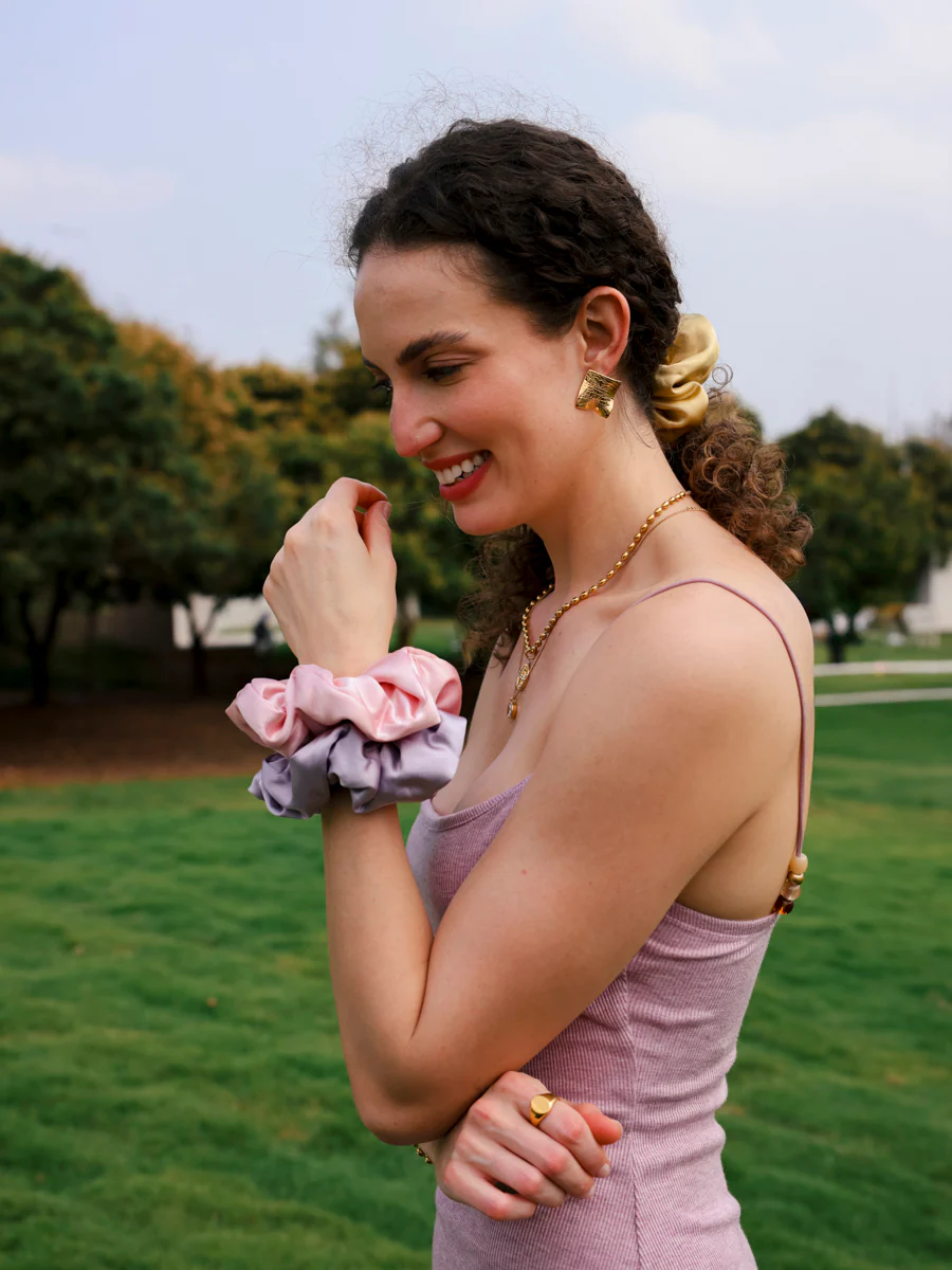 Fluffy Touch Pure Silk Scrunchie Light Purple - Image 8