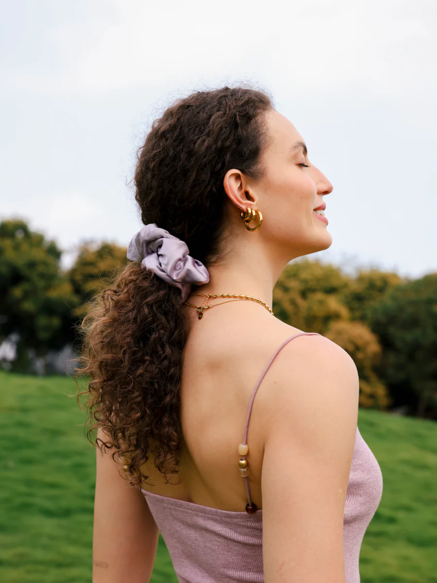 Fluffy Touch Pure Silk Scrunchie Light Purple - Image 7