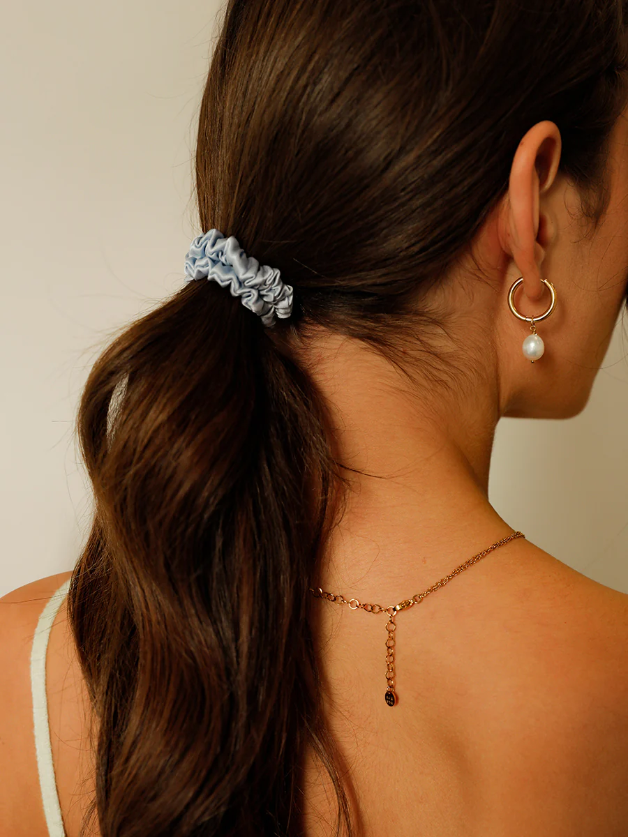 Serene Blue Pure Silk Scrunchie - Image 3